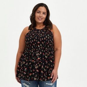 Torrid Black Cherries Gauze Smocked Halter